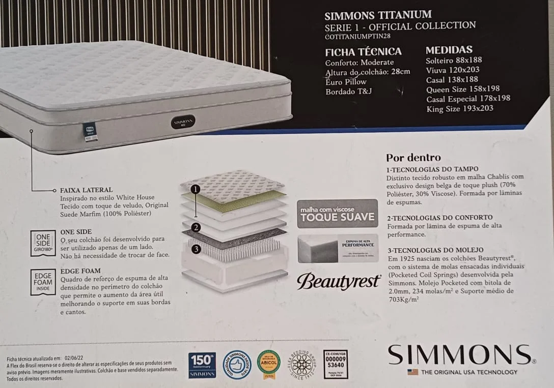 colchão Simmons Titanium euro pillow moderado